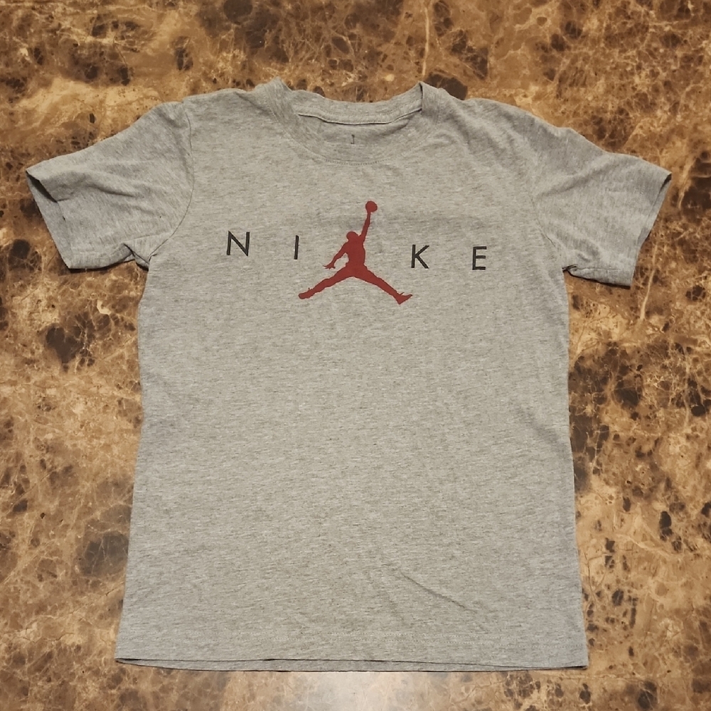 Nike Gray Tee with Red Jumpman Logo